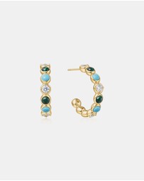 Ania Haie - Ania Haie Gold Malachite and Turquoise Large Hoops
