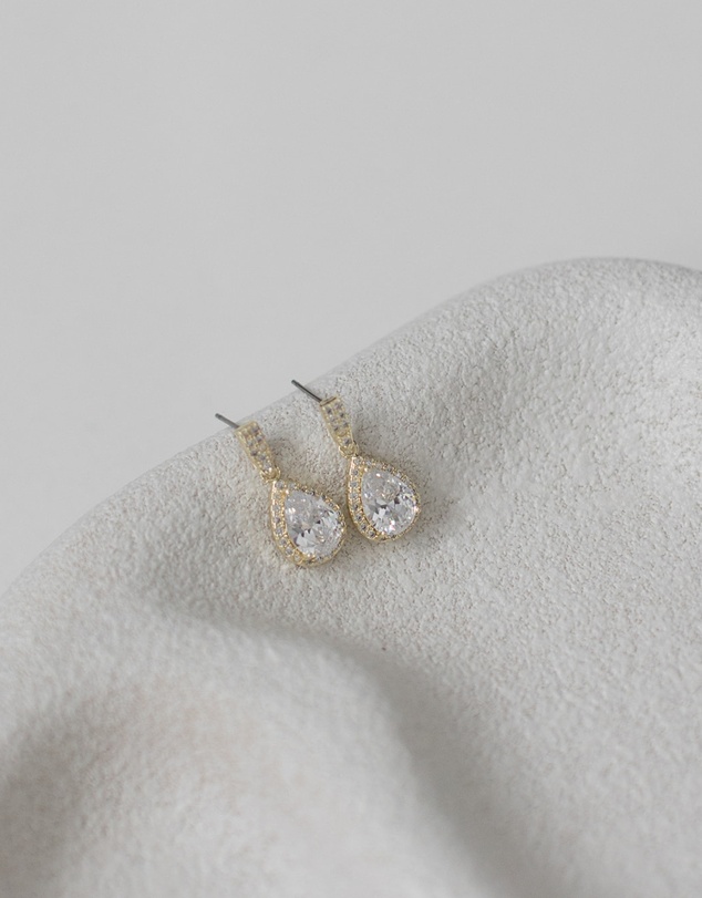 The White Collection - Melissa - Crystal Gold Bridal Earrings
