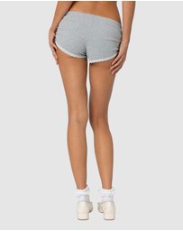 EDIKTED - Kadence Ruched Lace Trim Shorts