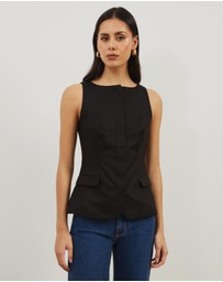Atmos&Here - Solene Linen Blend Boat Neck Vest