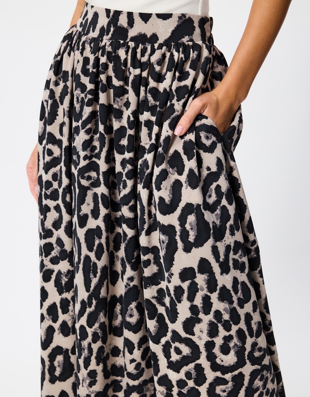 Tussah - Alice A-Line Leopard Print Maxi Skirt