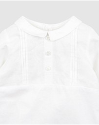 Bebe by Minihaha - Dressy LS Linen Blend Romper - Babies