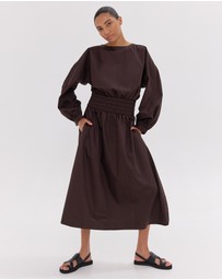 Cloth & Co. - The Shirred Billow Sleeve Dress | Brazil Nut