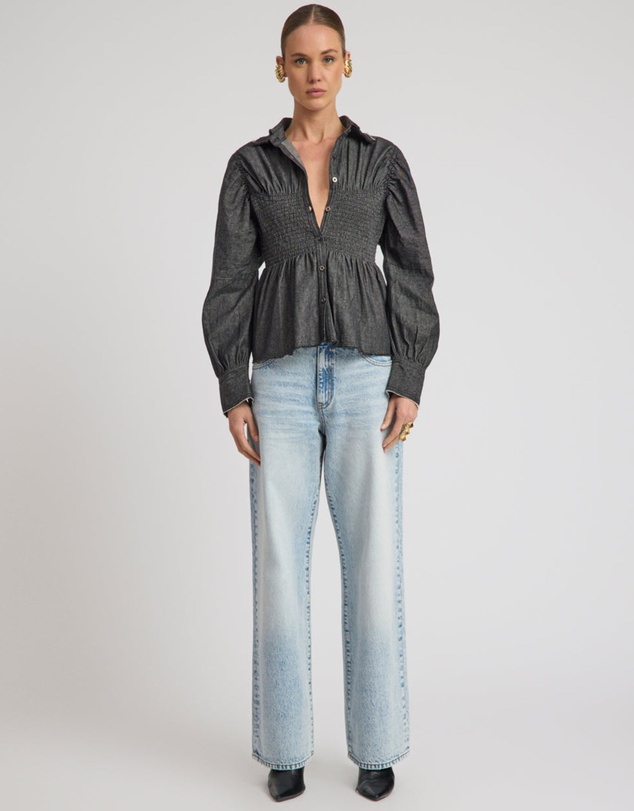 ONE TEASPOON - Jackson Mid Waist Wide Leg Denim Jeans - Whisper Blue