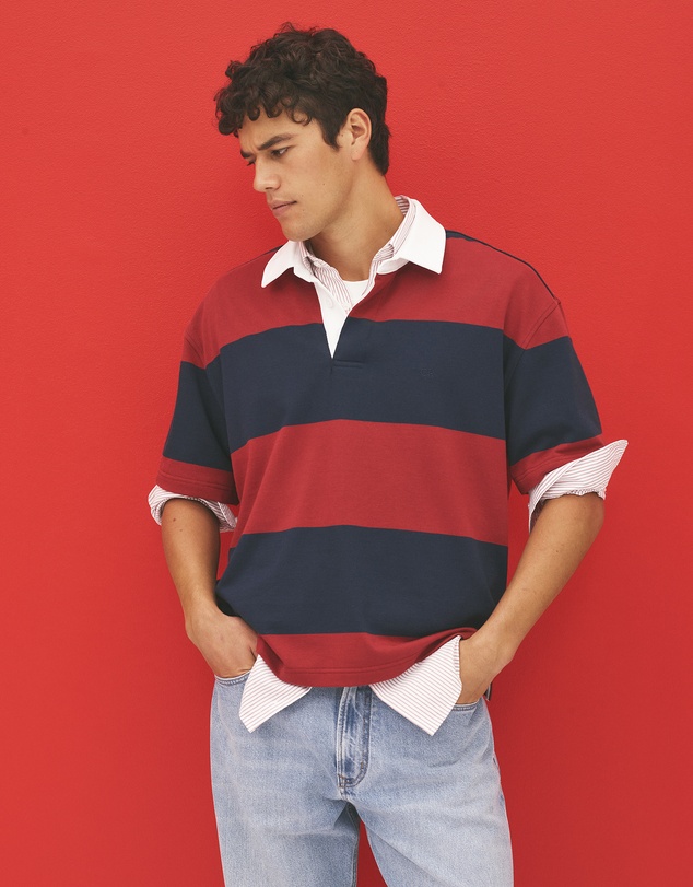 Country Road - Short Sleeve Australian Cotton Stripe Rugby Polo