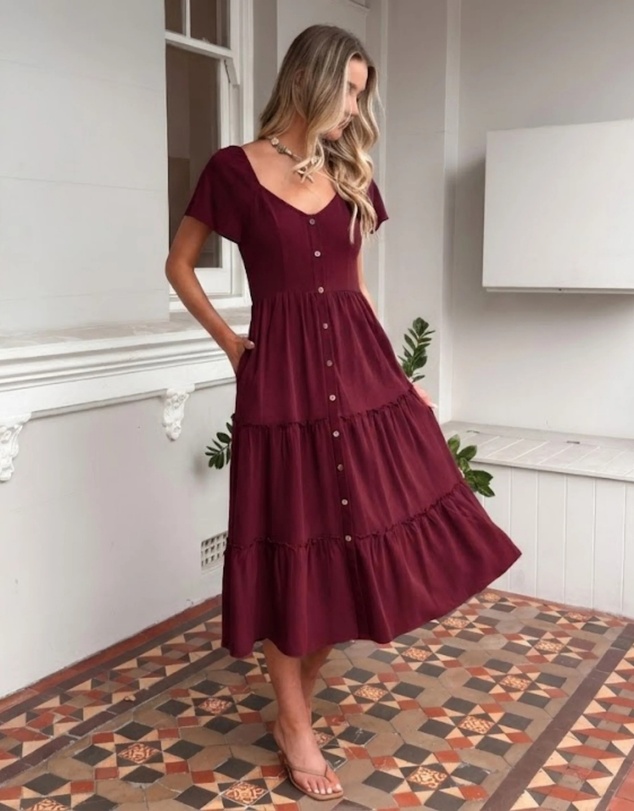 Esther & Co - Celie Dress - Bordeaux