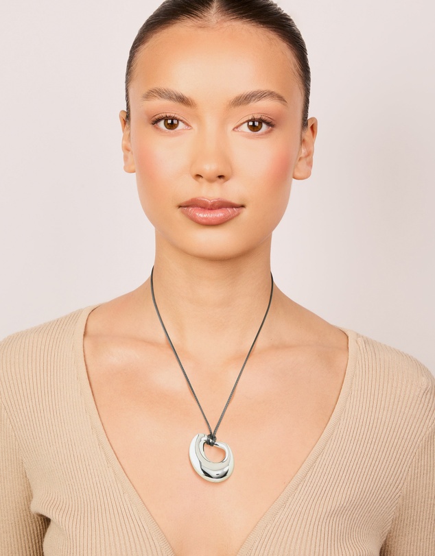 Lovisa - Waterproof Stainless Steel Open Molten Pendant Cord Necklace