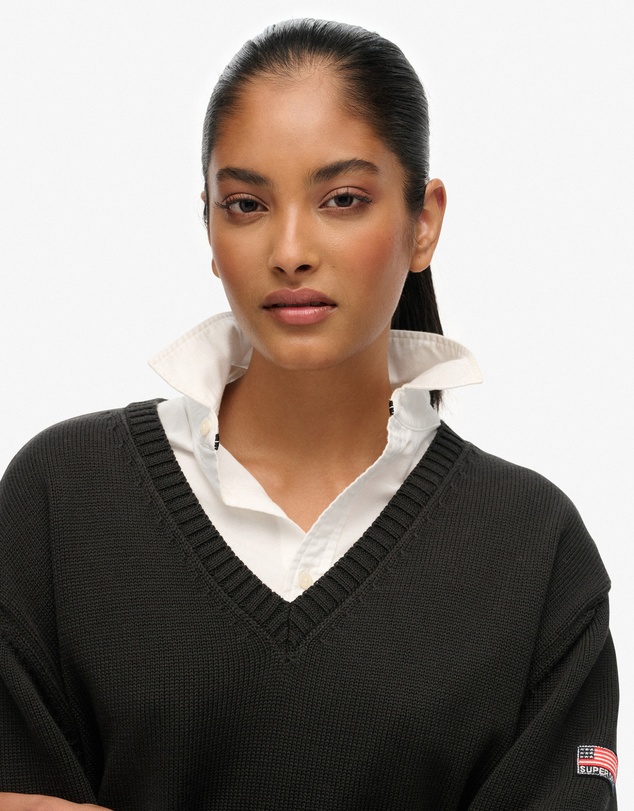 Superdry - Oversized Striped V Neck
