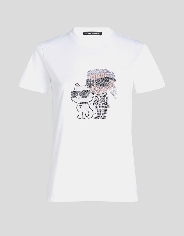 Karl Lagerfeld - Ikon Karl & Choupette Rhinestone T-Shirt