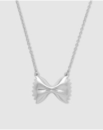 Wanderlust + Co - Bow Tie Pasta Silver Necklace