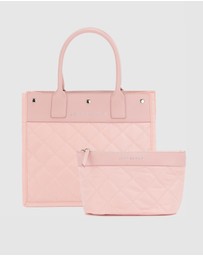 JETT BLACK - Rose Quartz Quilted Tote Pouch Set