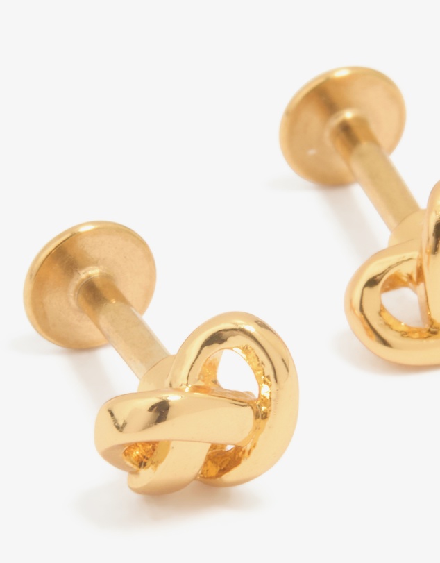 Lovisa - Gold Plated Titanium Pretzel Piercing Flat Back Studs