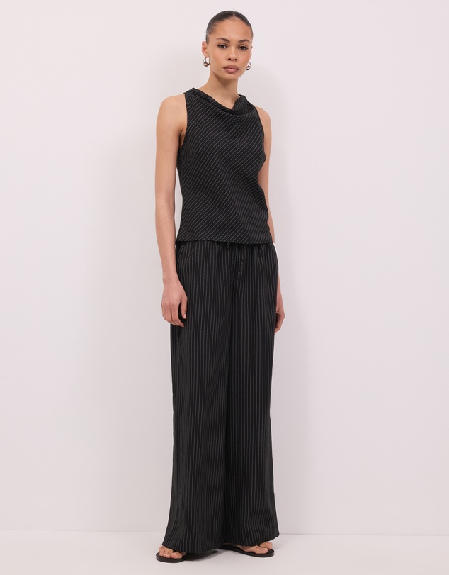 Calli - Andy Pinstripe High Neck Racer Back Sleeveless Top