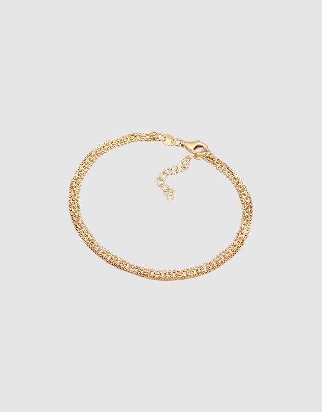 Elli Jewelry - Bracelet Triple Chain 925 Sterling Silver Gold-Plated