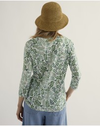 Seasalt - Seasalt Cornwall Green Kellow 3/4 Sleeve Jersey Top
