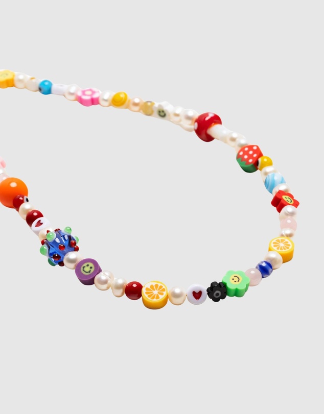 Nialaya Jewellery - Men's Berry Pearl Choker with Assorted Beads