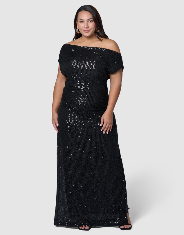 Pink Dusk by Curve Project - Platinum Nights Sequin Maxi Dress
