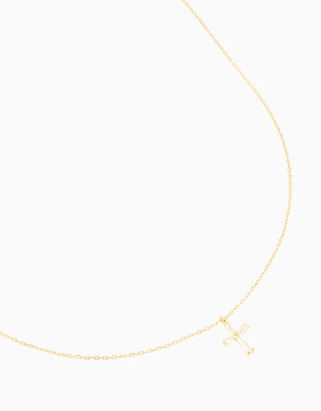 Lovisa - Gold Plated Sterling Silver Cubic Zirconia Cross Necklace