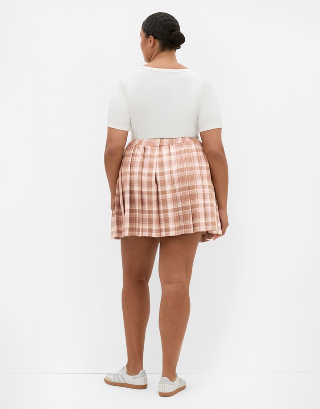 City Chic - Plus size Lilly Check Mini Skirt - pink