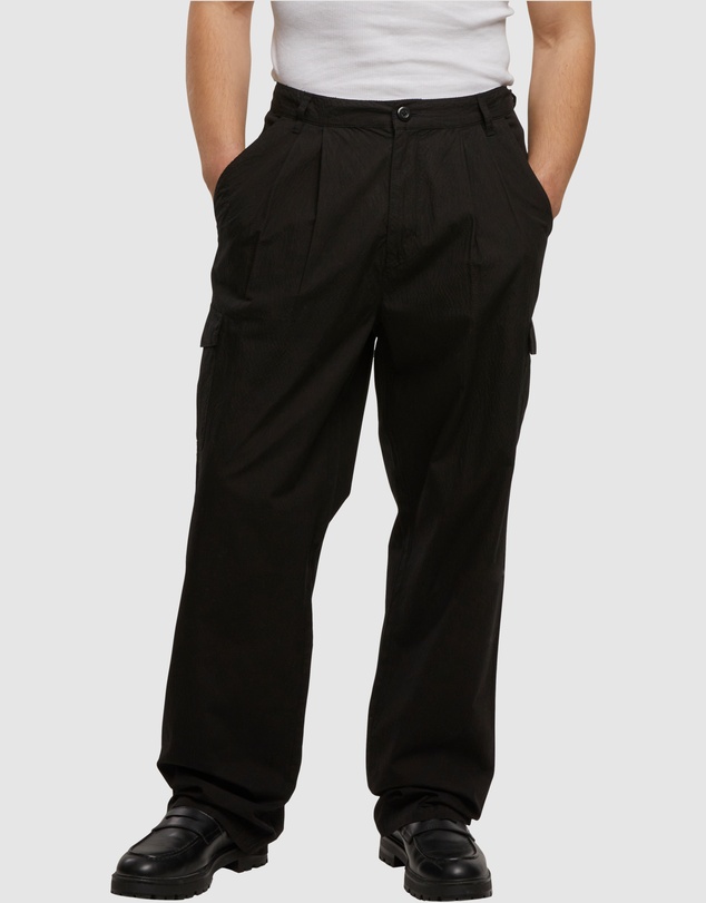 Urban Classics - Wide Pleated Cargo Pants - Black