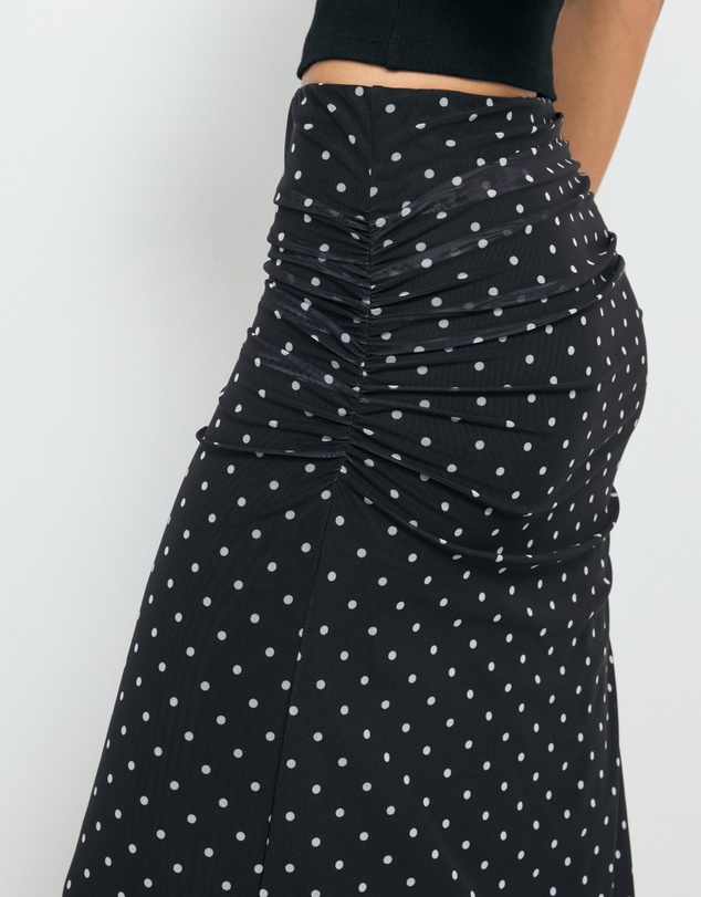 AERE - Chloe Mesh Polka Dot Maxi Skirt