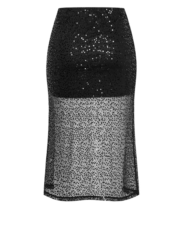 City Chic - Plus size Stardust Sequin Maxi Skirt - black