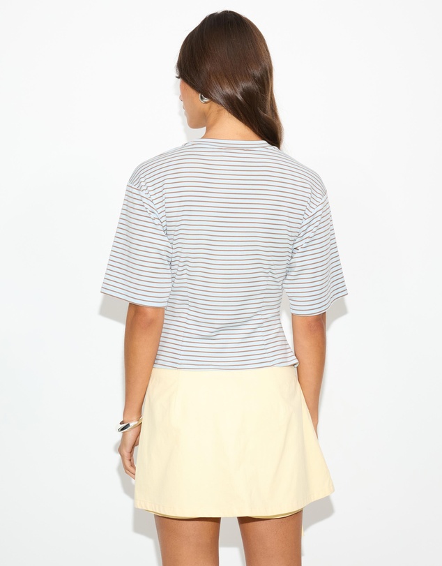 Dazie - Agnes Striped Cinched Short Sleeve Tee
