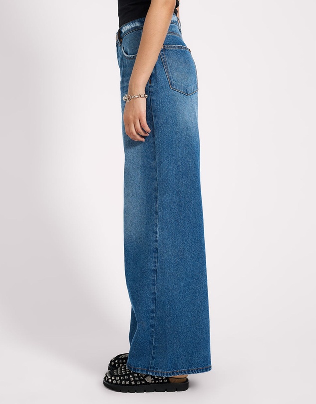 ONE TEASPOON - Love Machines High Waist Super Wide Leg Denim Jeans - Pacifica