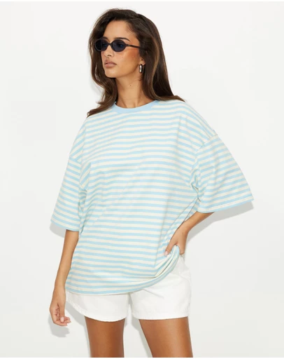 Dazie - Nostalgia Stripe Oversized Boyfriend Tee