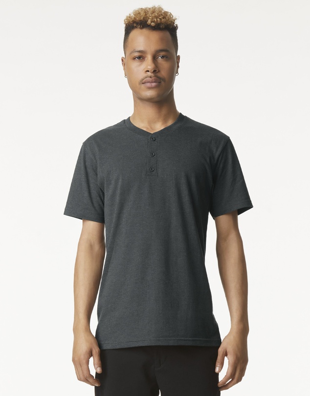 American Apparel - Unisex Henley Short Sleeve CVC T-Shirt