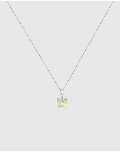 Elli Jewelry - Butterfly Crystal Kids Necklace in 925 Silver