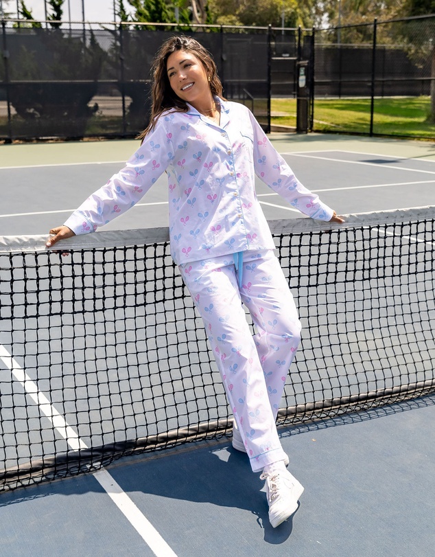 Sant And Abel - Women's Tennis Bows Long PJ Set