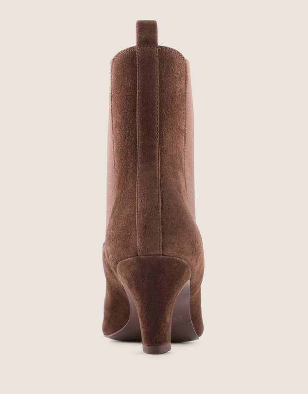 Shelly Shen - Fame Heel Ankle Boots Chocolate Suede