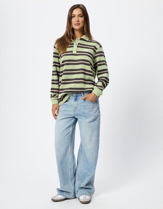 adidas Originals - Striped Knitted Polo Top