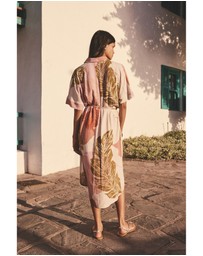 NEXT - Short Sleeve Tie Waist Midi Shirt Dress with Linen