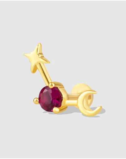 Wanderlust + Co - Birthstone Constellation Gold Flat Back Earring - Jul