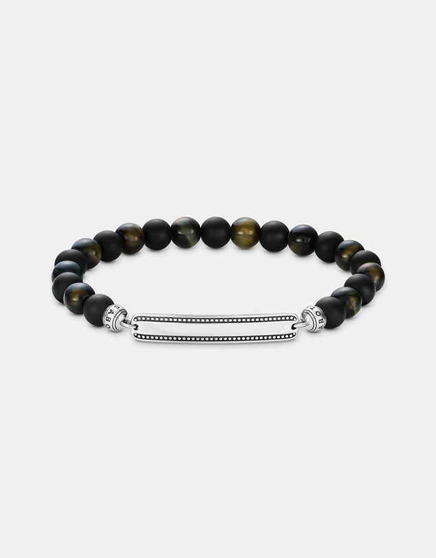 THOMAS SABO - THOMAS SABO Engraved bracelet with obsidian beads