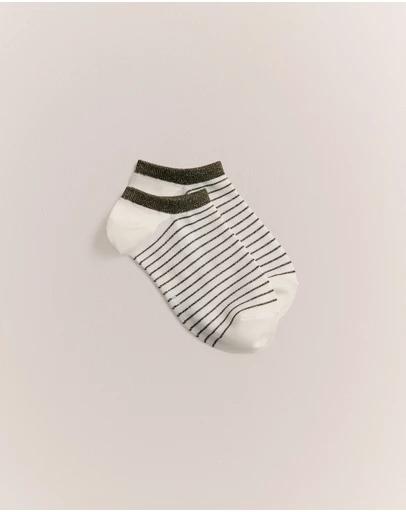 Trenery - Metallic Stripe Low Cut Sock in Khaki