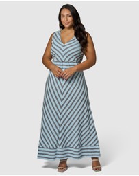 Something 4 Olivia - Sage Striped Linen Maxi Dress