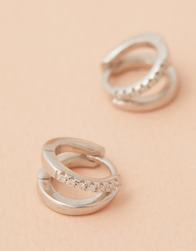 Bianc - CZ Double Huggie Earrings