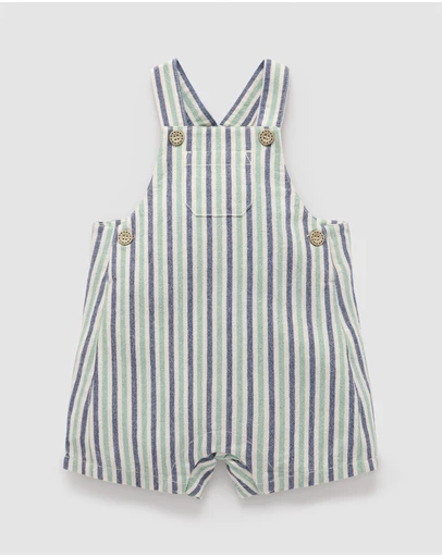 Purebaby - Striped Overalls -Kids-Babies
