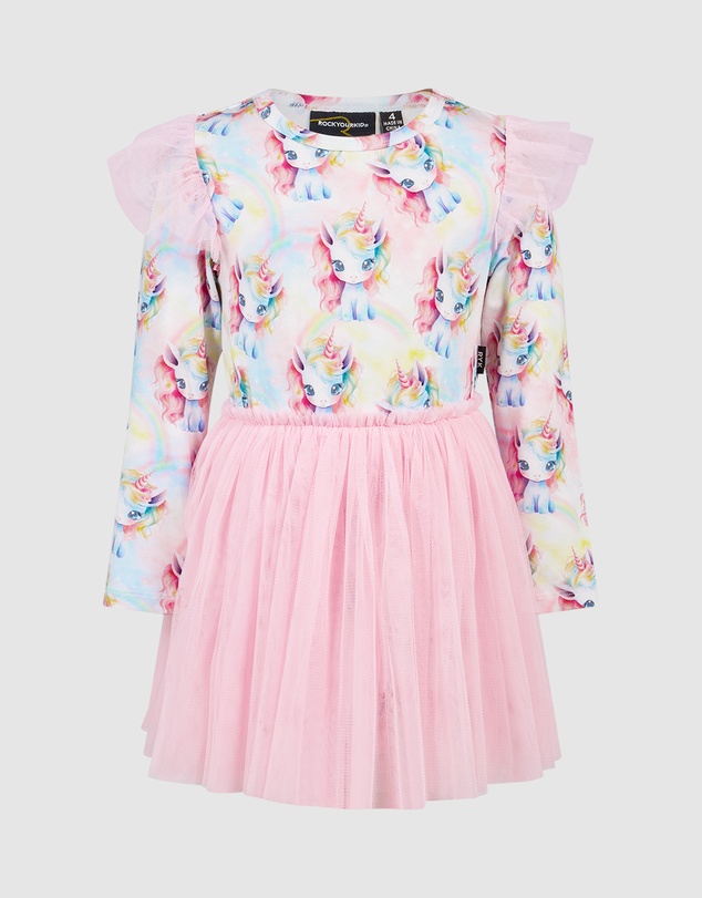 Rock Your Kid - Unicorn Pony Colour Pop Long Sleeve Circus Frill Dress