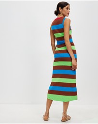 KAJA Clothing - Striped Sleeveless Knit Bodycon Long Gladys Dress