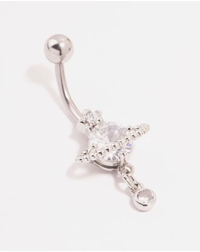 Lovisa - Surgical Steel Cubic Zirconia Planet Belly Bar