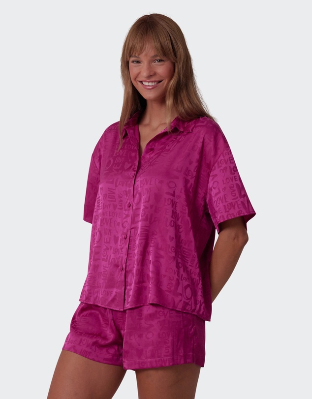 Bras N Things - Jacqui Short Sleeve Shirt - Magenta