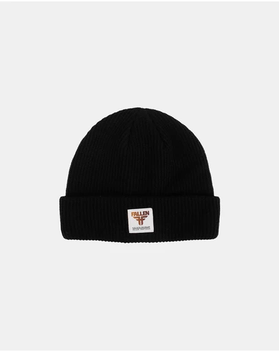 Fallen Footwear - Fallen Footwear Insignia Acrylic Cuff Short StylishBeanie - Black