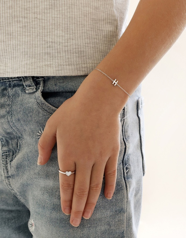 The Silver Collective - Children's A-Z Letter Bracelet - M