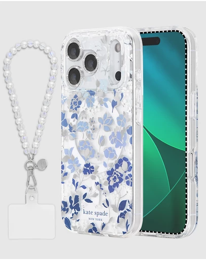 Kate Spade - Kate Spade Flowerbed Blue MagSafe Charm Bundle for iPhone 17 Pro