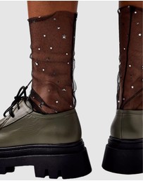 High Heel Jungle - Starry Sky Tulle Socks - Black