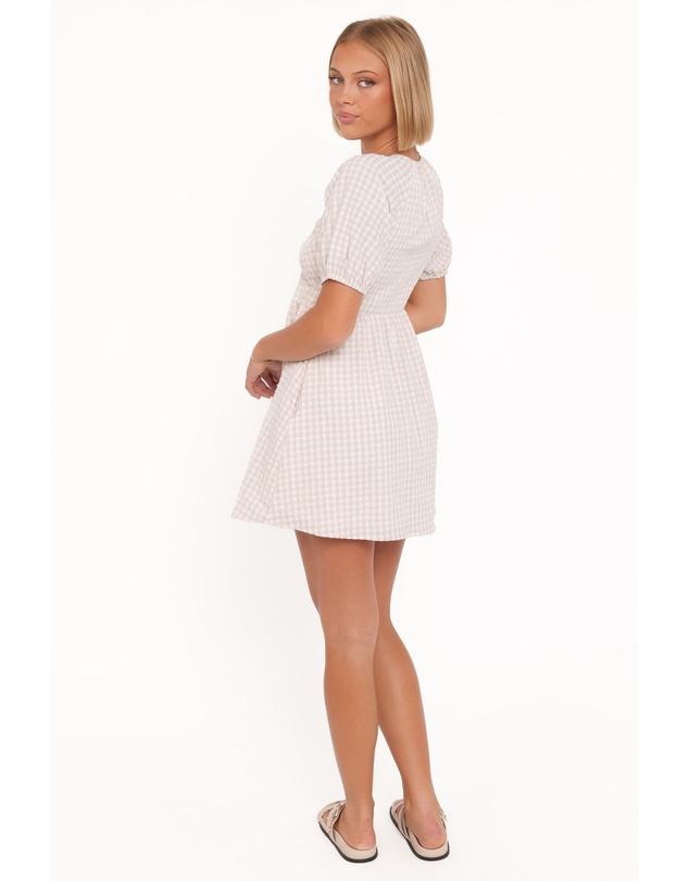 Petal & Pup - Cadhla Mini Dress - Beige Gingham
